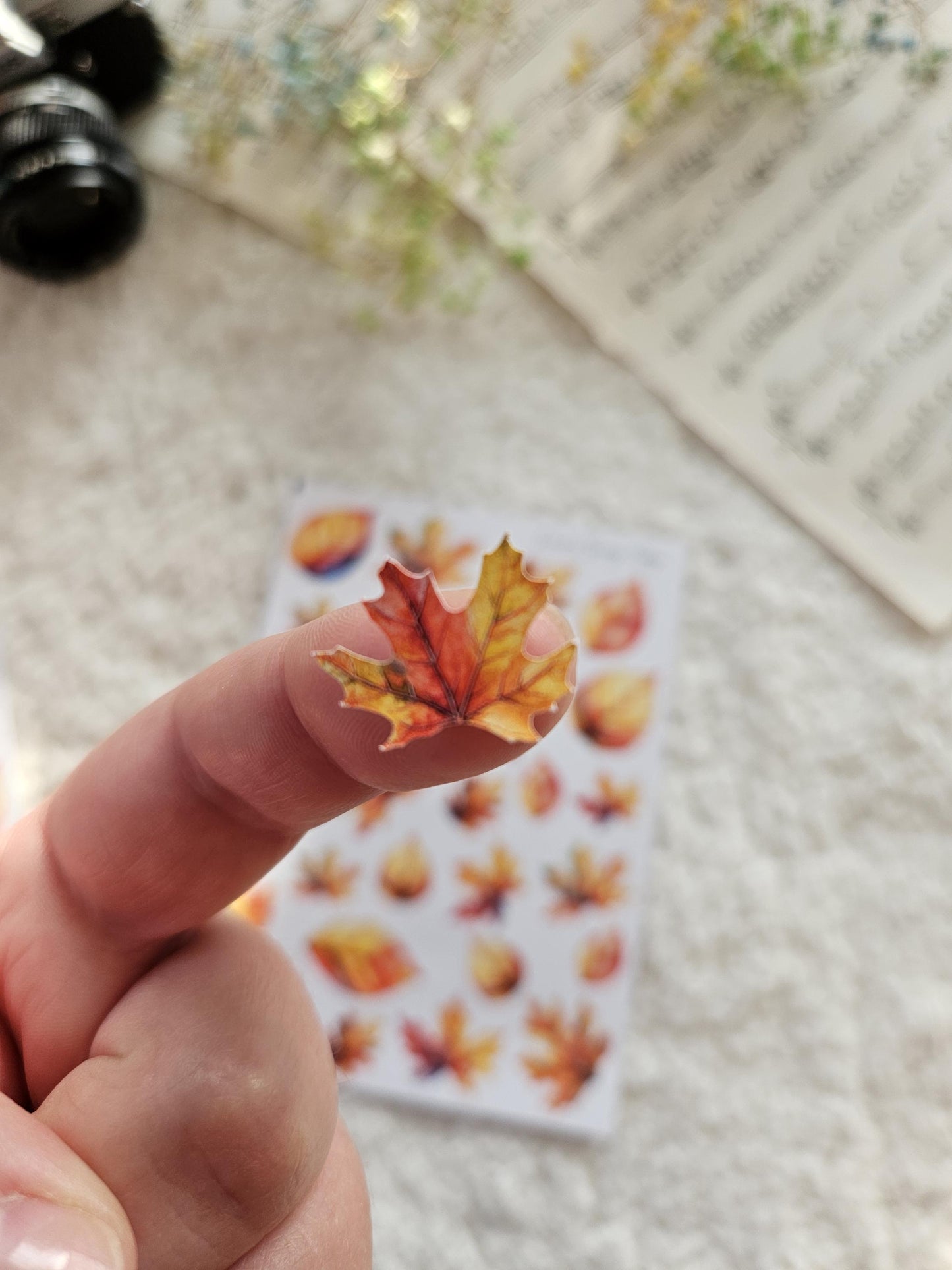 Bright Autumn Leaves Stickers Sheet |  Scrapbooking  Card Making  Art Journaling  Paper Craft  Junk Journal