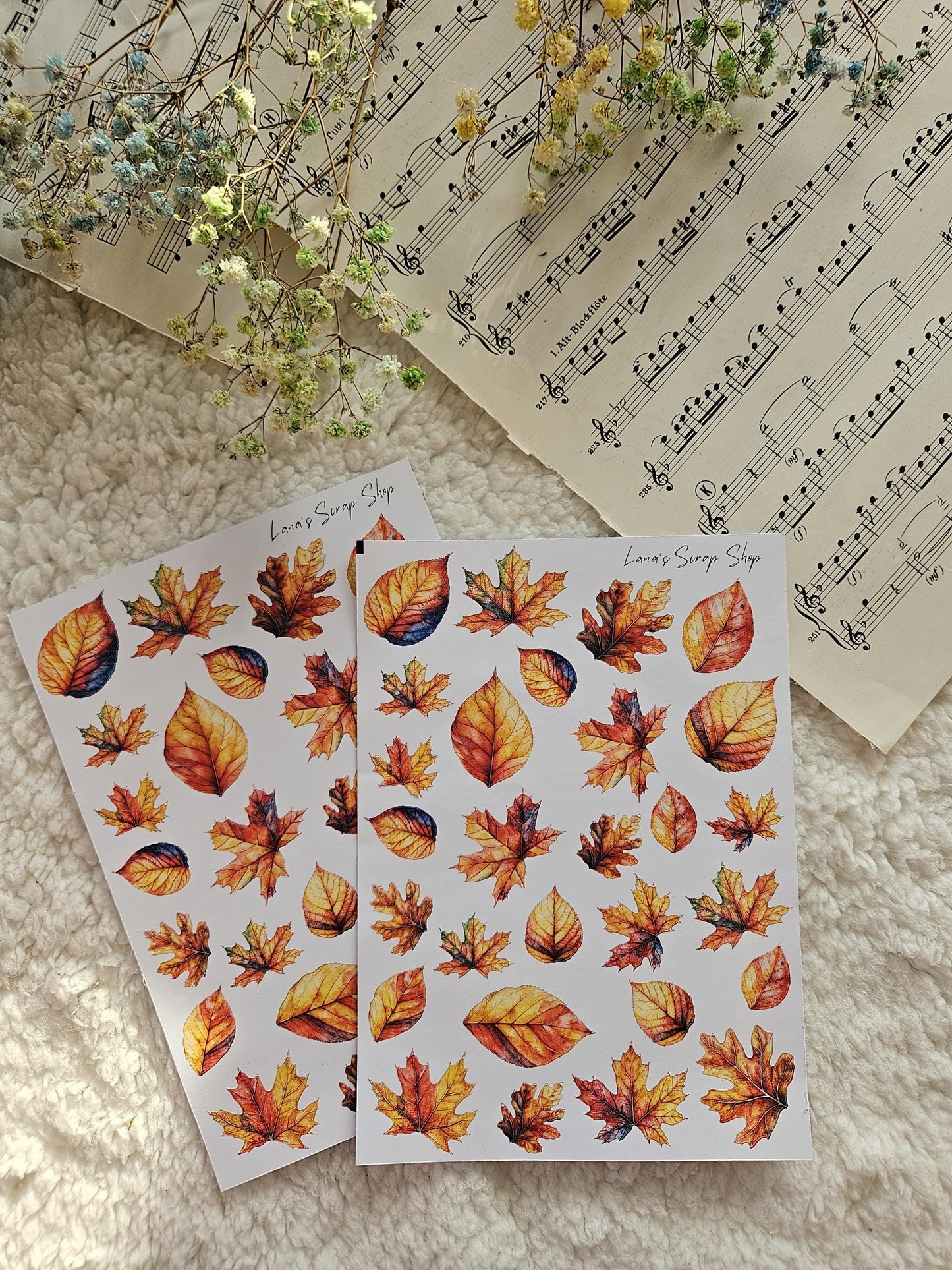 Bright Autumn Leaves Stickers Sheet |  Scrapbooking  Card Making  Art Journaling  Paper Craft  Junk Journal