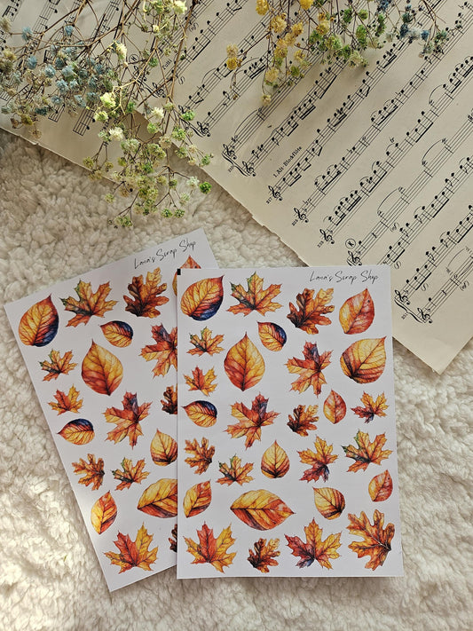 Bright Autumn Leaves Stickers Sheet |  Scrapbooking  Card Making  Art Journaling  Paper Craft  Junk Journal