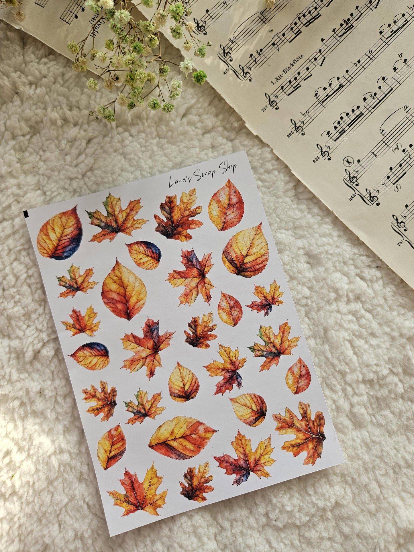 Bright Autumn Leaves Stickers Sheet |  Scrapbooking  Card Making  Art Journaling  Paper Craft  Junk Journal