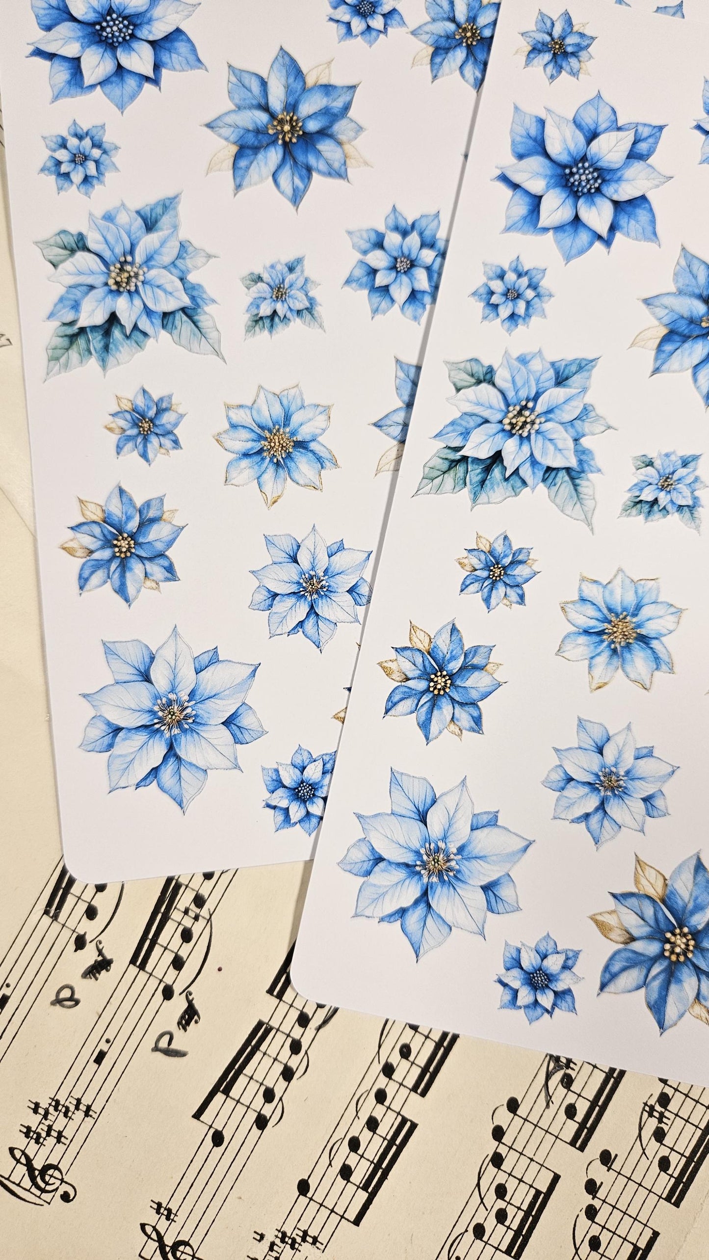 Blue Christmas Flowers, Stickers Sheet