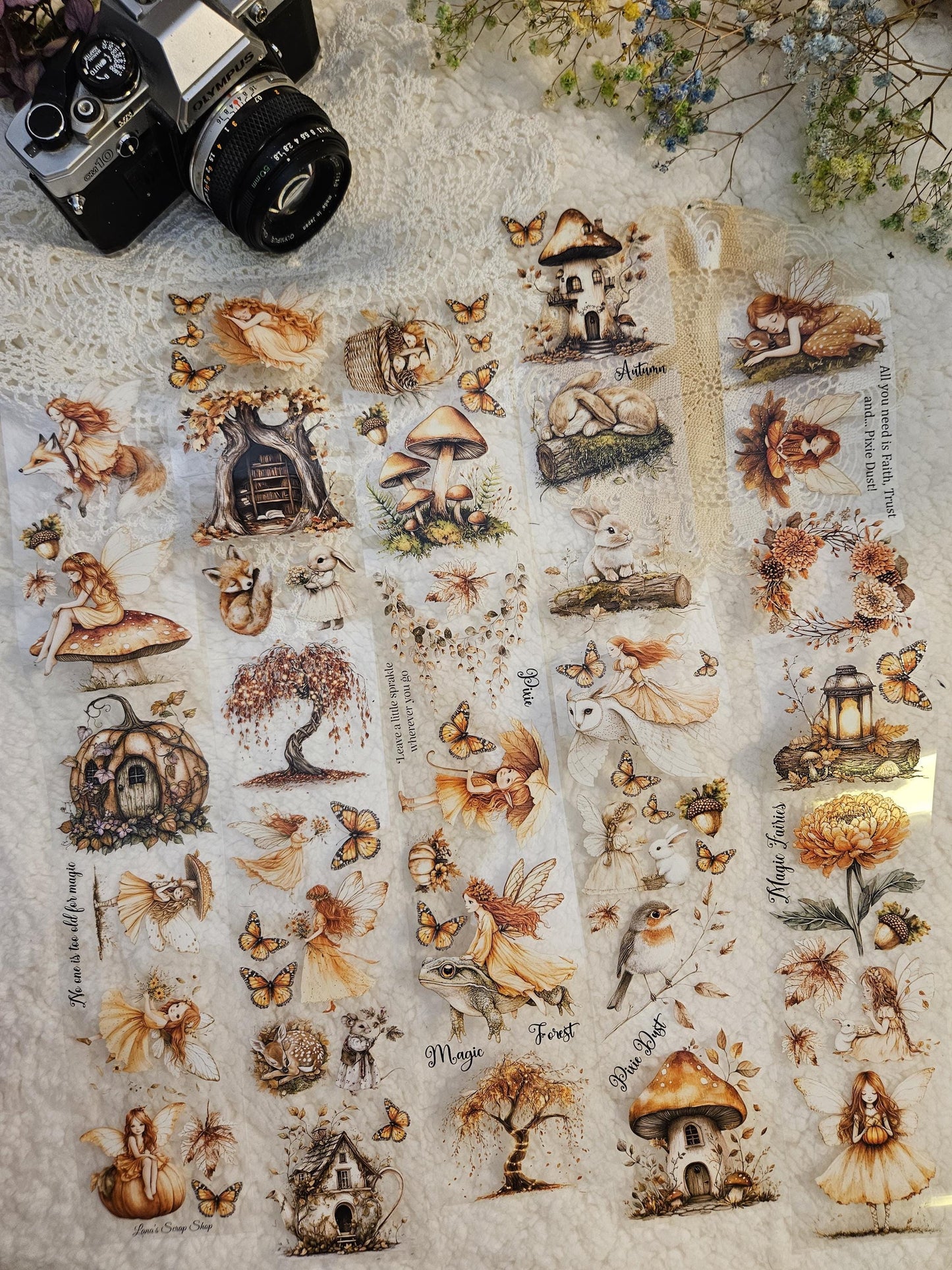 Autumn Fairies, PET TAPE, Crystal Ink, 7cm|  Scrapbooking  Card Making  Art Journaling  Paper Craft  Bullet Journal