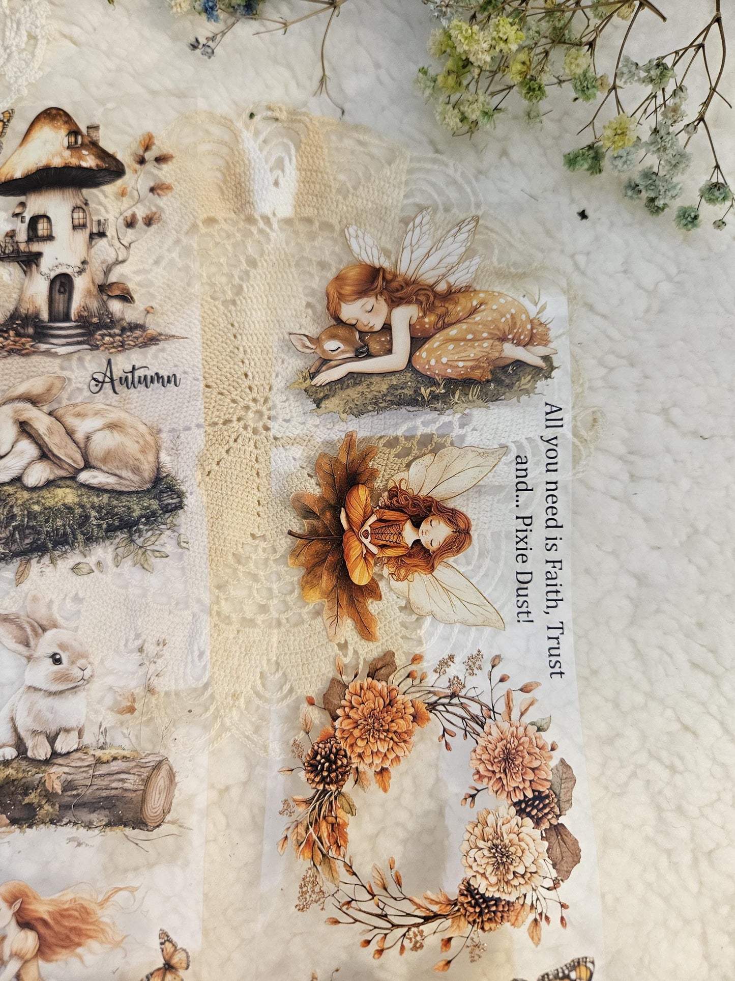 Autumn Fairies, PET TAPE, Crystal Ink, 7cm|  Scrapbooking  Card Making  Art Journaling  Paper Craft  Bullet Journal