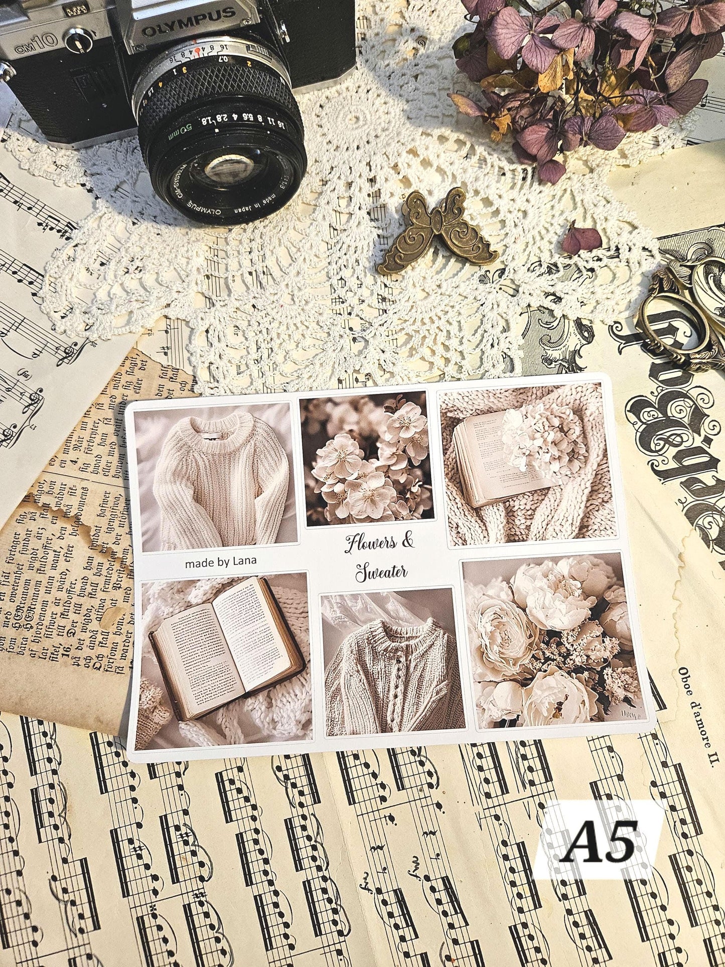 Coffee Aesthetic Themed Stickers Sheet A5 or A6 | • Scrapbooking • Card Making • Art Journaling • Paper Craft • Junk Journal