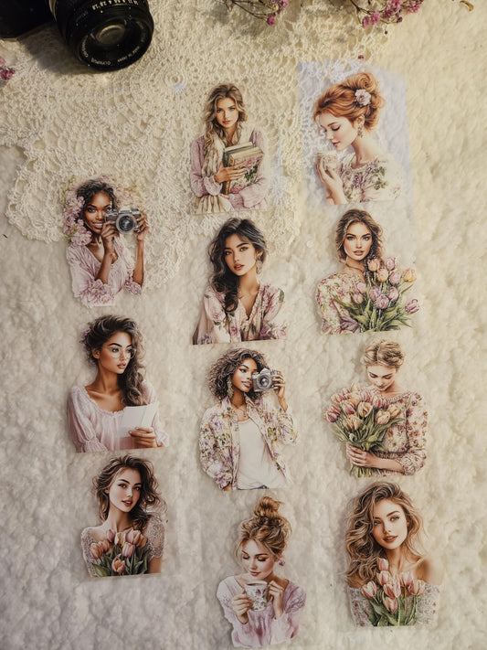 Tulip Girls, PET TAPE LOOP, Crystal Ink, 7cm|  Scrapbooking  Card Making  Art Journaling  Paper Craft  Bullet Journal