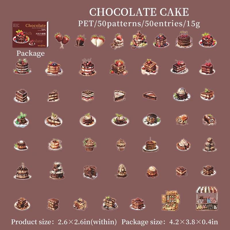 50 Chocolate PET STICKERS in match box