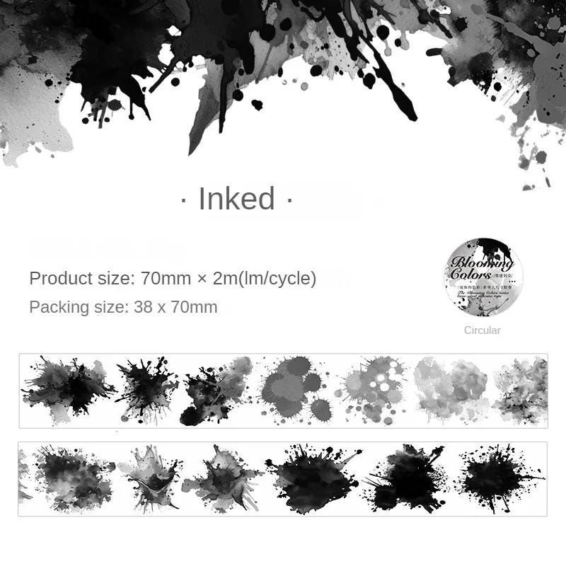 Washi Tape Watercolor Splashes, 7 cm wide