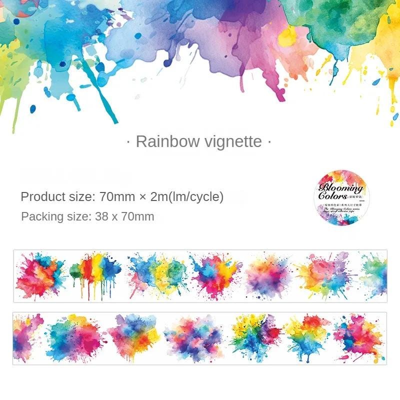 Washi Tape Watercolor Splashes, 7 cm wide
