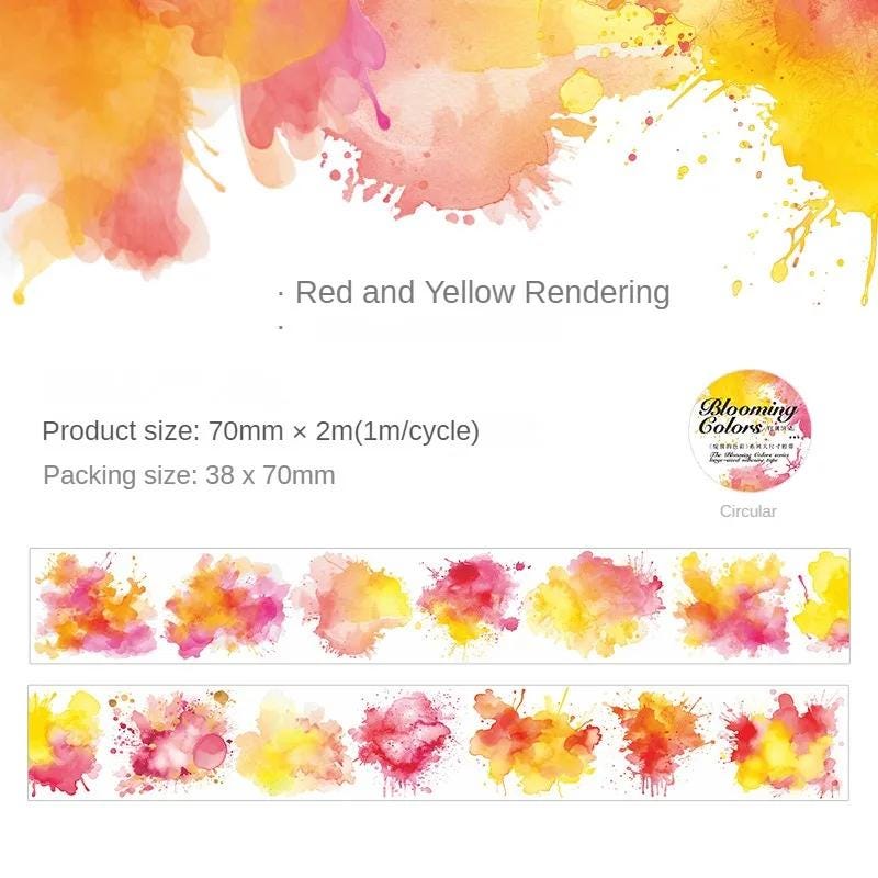 Washi Tape Watercolor Splashes, 7 cm wide
