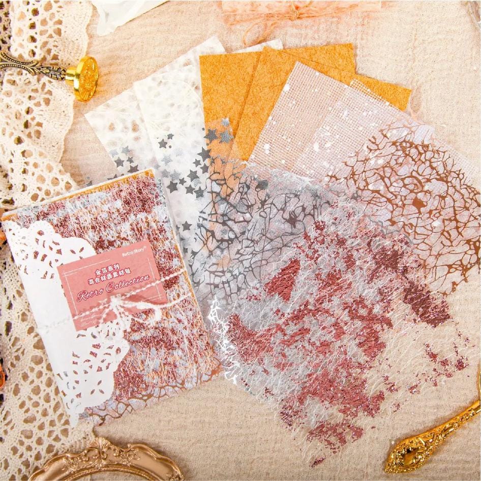 Sparkle Mesh Paper Pack — 16 pcs | Textured Decorative Sheets for Journaling & Crafts