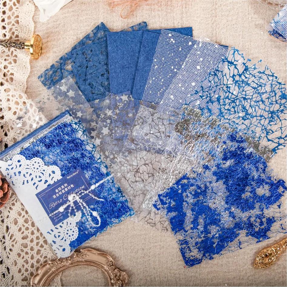 Sparkle Mesh Paper Pack — 16 pcs | Textured Decorative Sheets for Journaling & Crafts