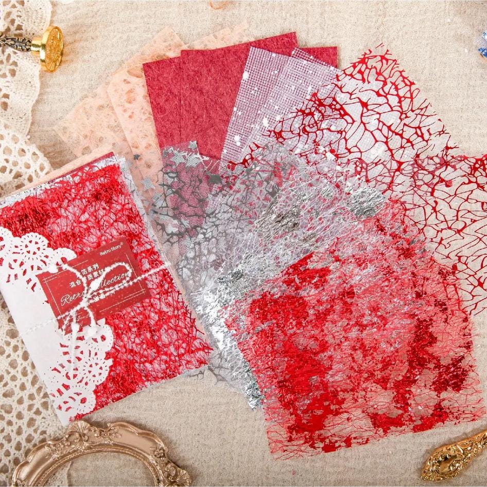 Sparkle Mesh Paper Pack — 16 pcs | Textured Decorative Sheets for Journaling & Crafts