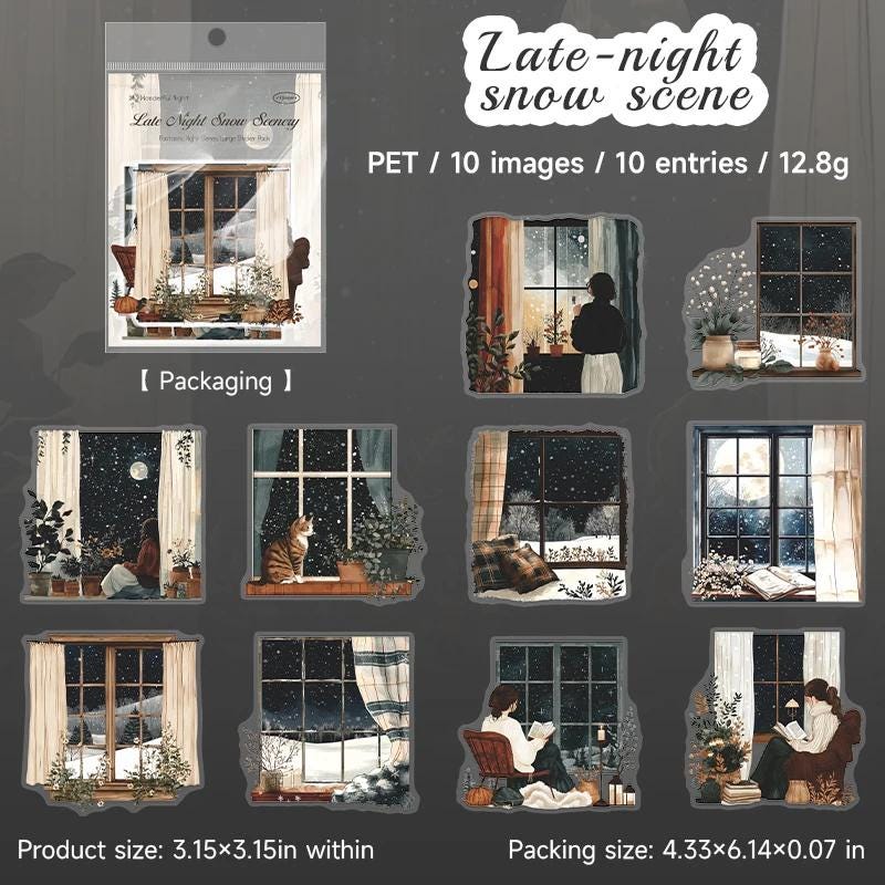 PET Stickers “Night Scenes” — Scrapbooking & Journaling