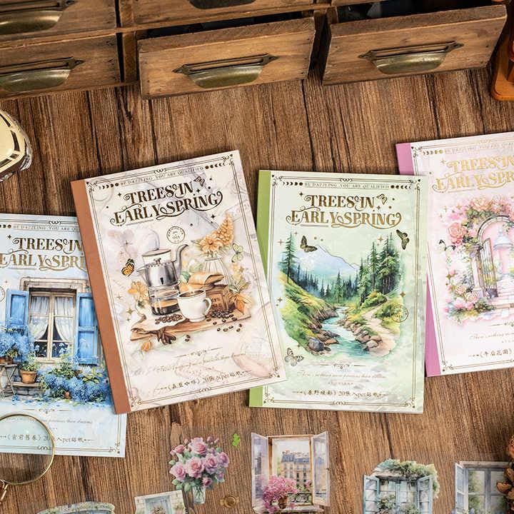 20 sheets, Pre-cut PET Sticker Book Early Spring