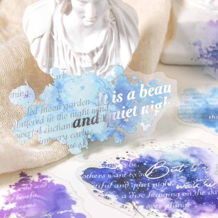 PET Stickers “Watercolor Ink Chapter” — 20 pcs | Ink Splash Quotes