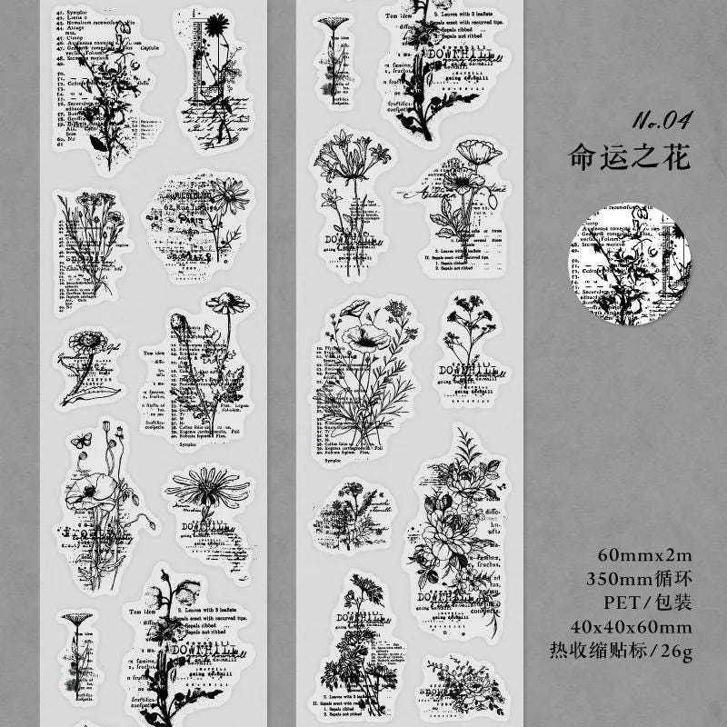 Pre -Cut Pet Tape Old Story | Scrapbooking Card Making Art Journaling Paper Craft Junk Journal