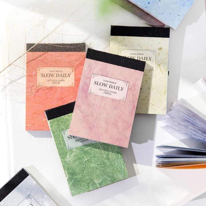 Slow Daily Material Paper Book — 50 Sheets | Mixed Textures for Journaling & Crafts