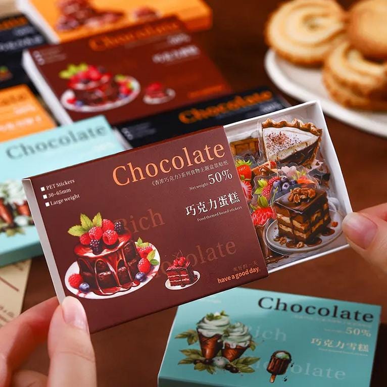 50 Chocolate PET STICKERS in match box