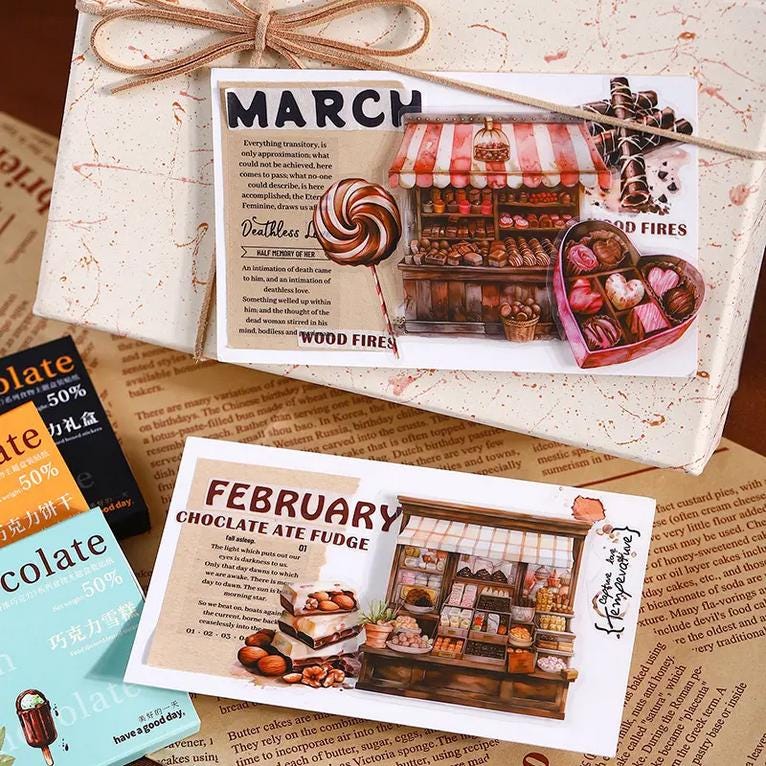 50 Chocolate PET STICKERS in match box