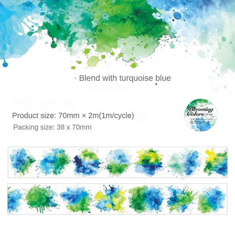Washi Tape Watercolor Splashes, 7 cm wide