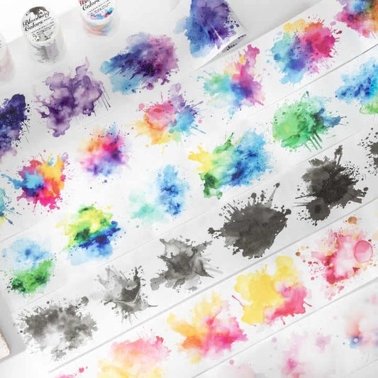 Washi Tape Watercolor Splashes, 7 cm wide
