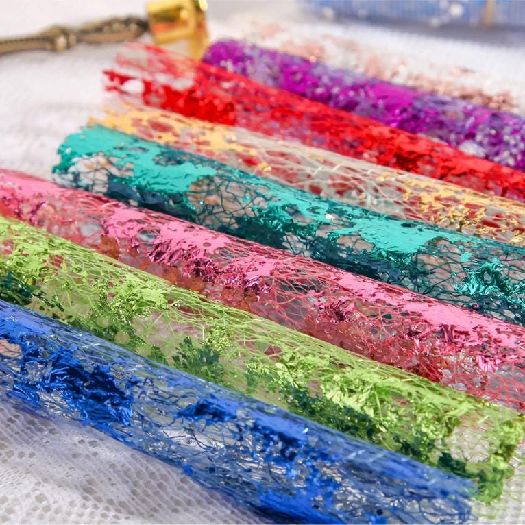 Sparkle Mesh Paper Pack — 16 pcs | Textured Decorative Sheets for Journaling & Crafts