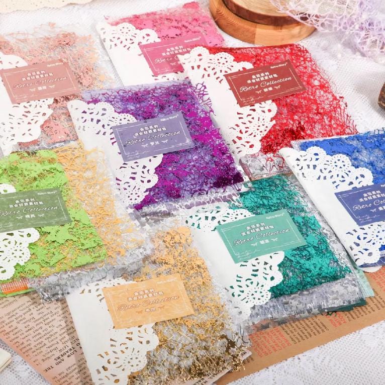 Sparkle Mesh Paper Pack — 16 pcs | Textured Decorative Sheets for Journaling & Crafts