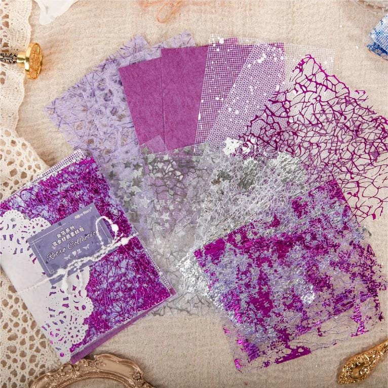 Sparkle Mesh Paper Pack — 16 pcs | Textured Decorative Sheets for Journaling & Crafts