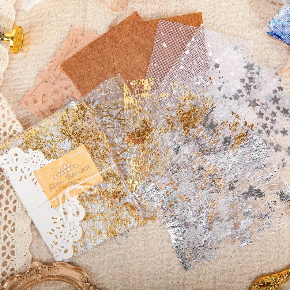 Sparkle Mesh Paper Pack — 16 pcs | Textured Decorative Sheets for Journaling & Crafts