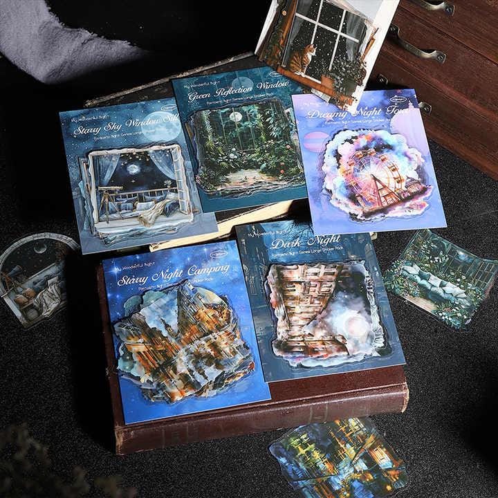 PET Stickers “Night Scenes” — Scrapbooking & Journaling