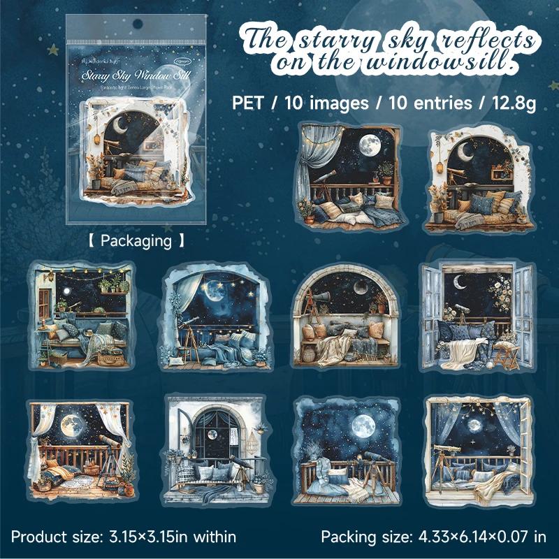 PET Stickers “Night Scenes” — Scrapbooking & Journaling
