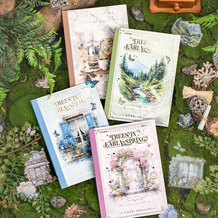 20 sheets, Pre-cut PET Sticker Book Early Spring