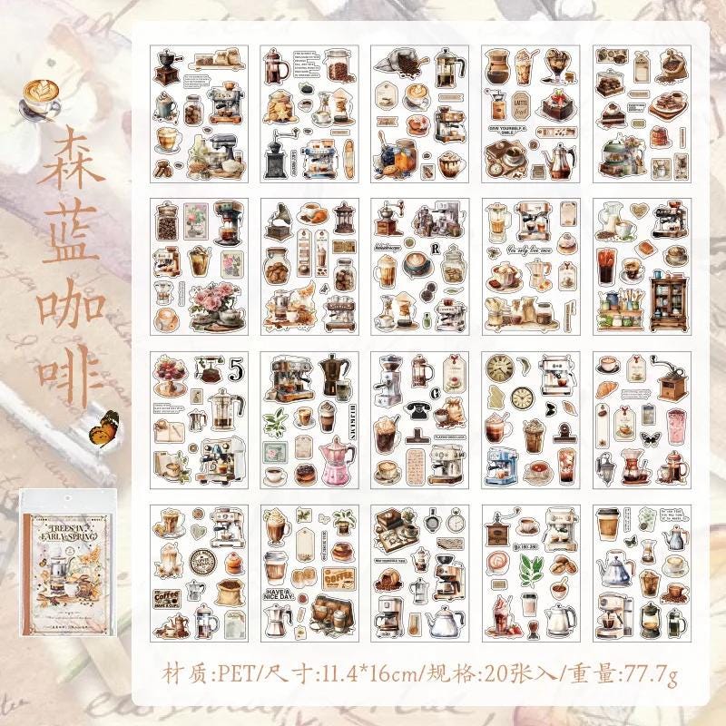 20 sheets, Pre-cut PET Sticker Book Early Spring
