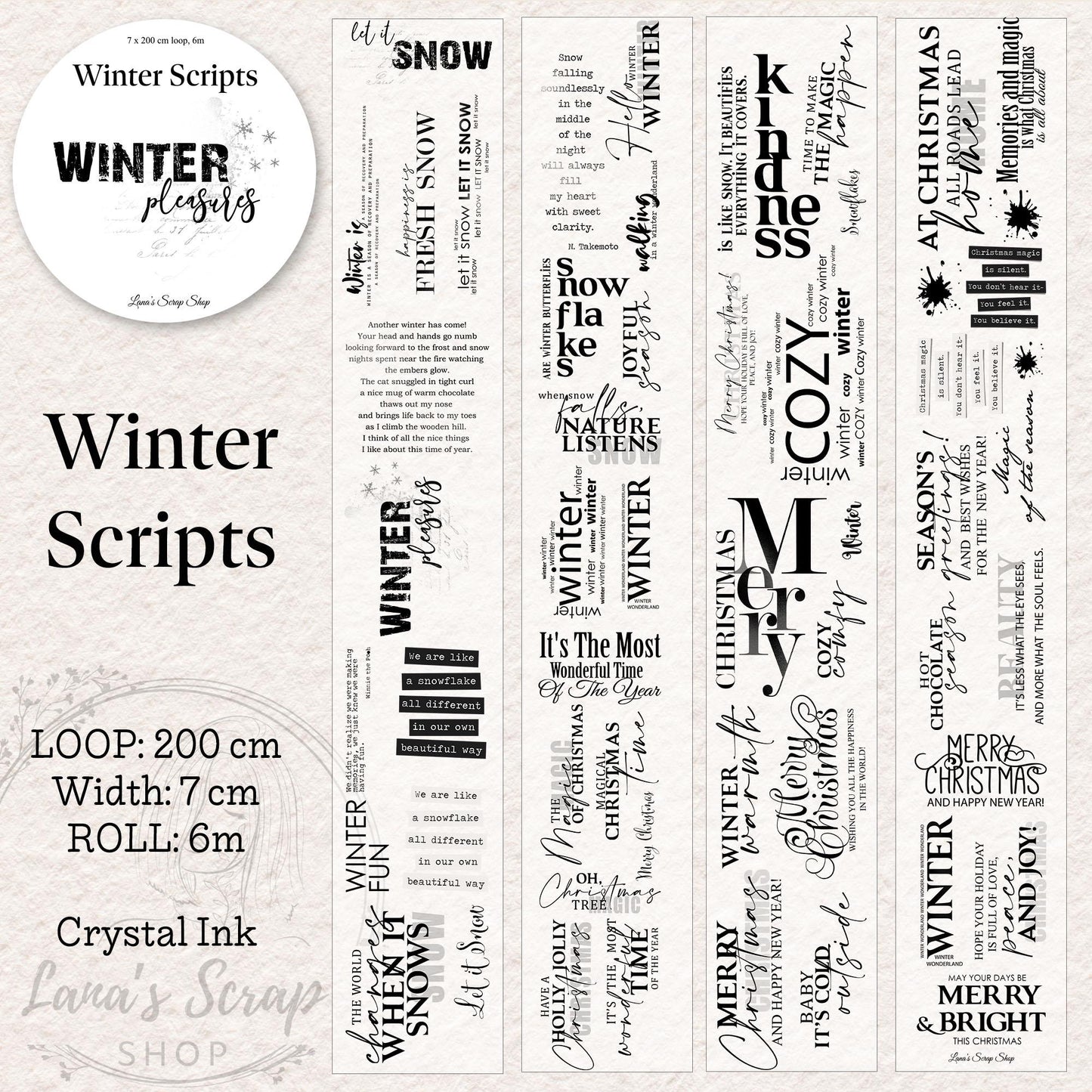 Winter Scripts - PET Tape | Scrapbooking & Journaling Supplies