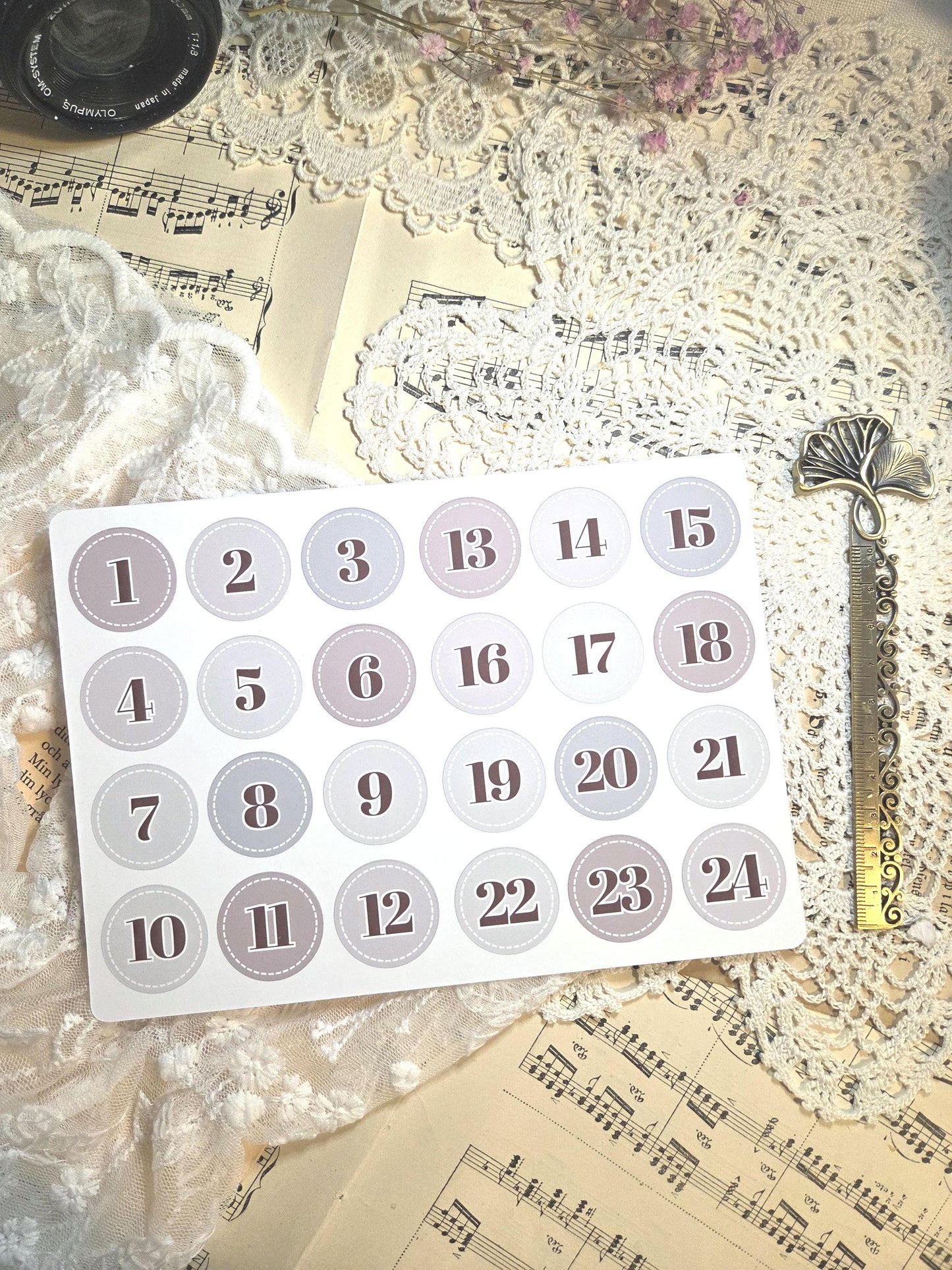 Neutral Advent Numbers - Sticker Sheet | A5