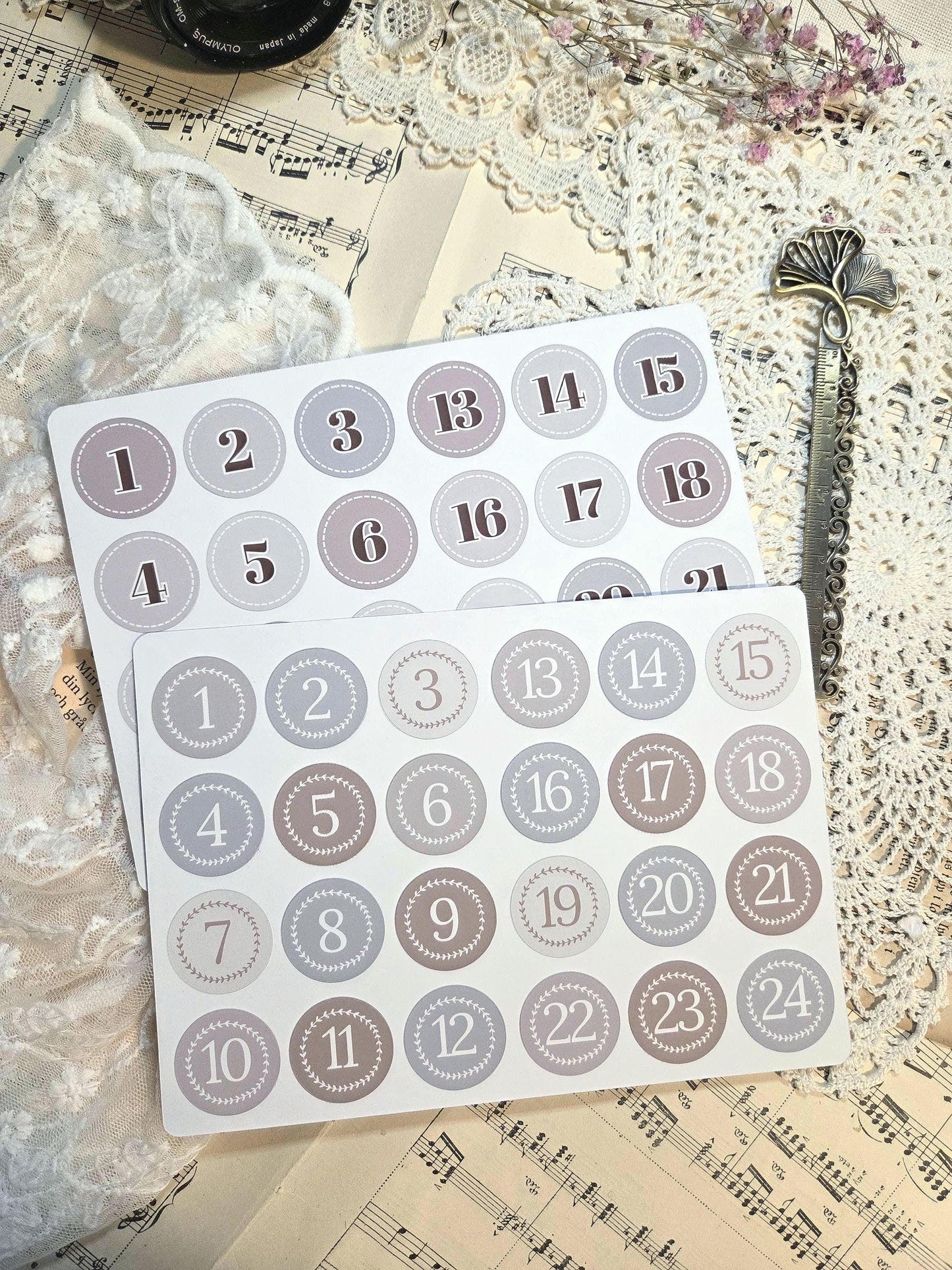 Neutral Advent Numbers - Sticker Sheet | A5