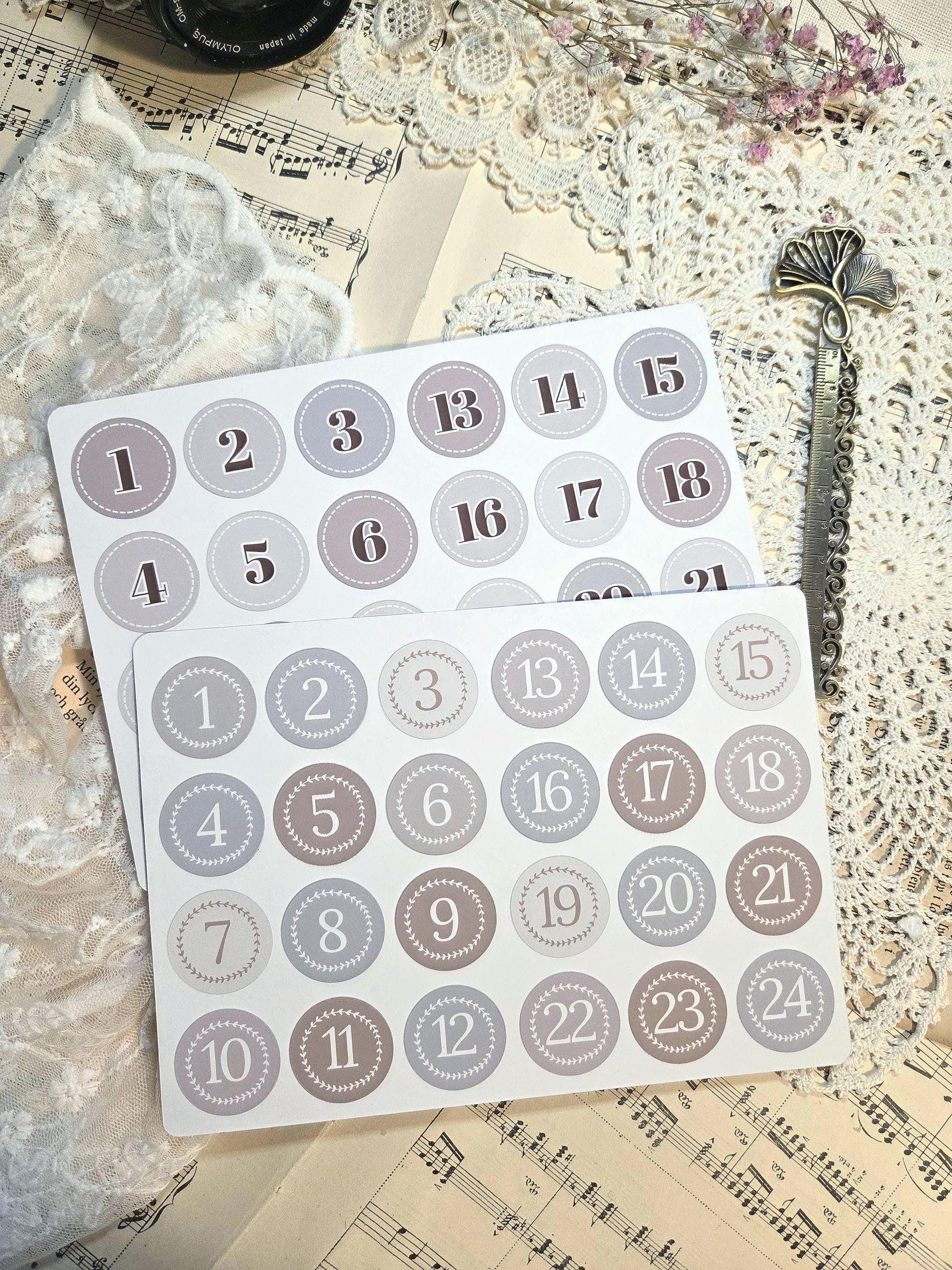 Neutral Advent Numbers - Sticker Sheet | A5