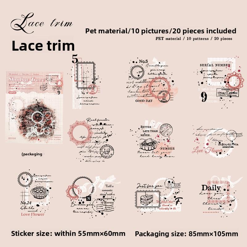 Shadow Trace PET Sticker Pack • 20 Sheets • Grunge Layering Stickers