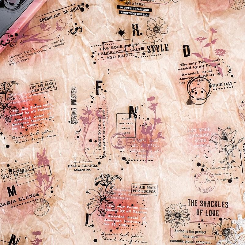 Shadow Trace PET Sticker Pack • 20 Sheets • Grunge Layering Stickers