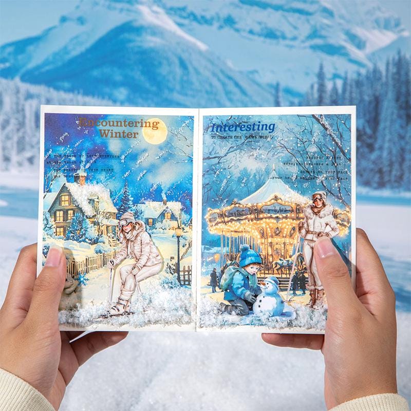 Sticker Book Snow Country Illusion • 20 Sheets • Winter Girls & Snowy Landscape