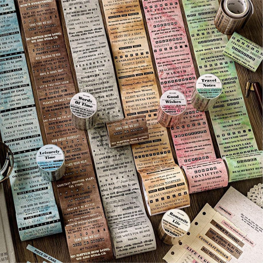 Vintage English Text Tape • Typewriter Quotes & Labels