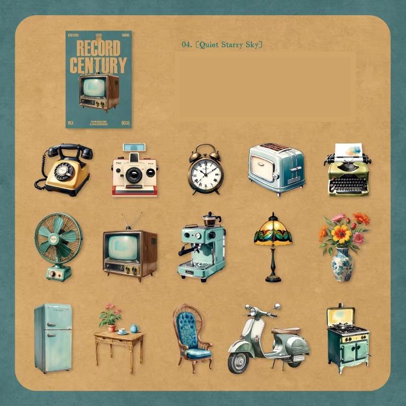 Record Century Retro Sticker Pack • Vintage Music, Cars & Electronics • 30pcs