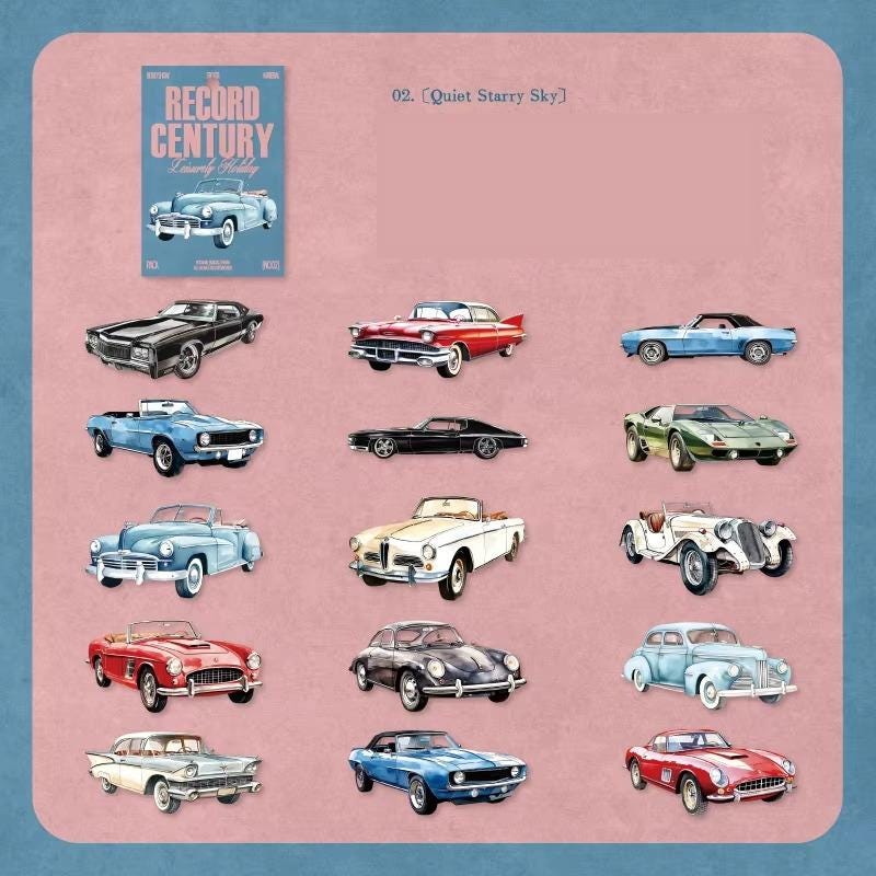 Record Century Retro Sticker Pack • Vintage Music, Cars & Electronics • 30pcs