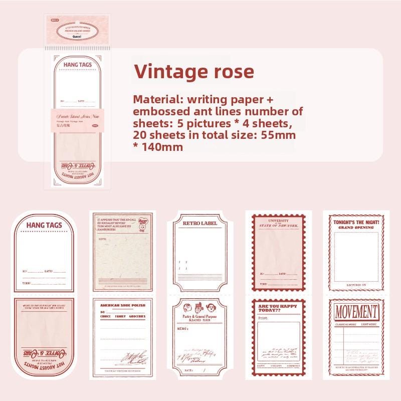 Vintage Label Note Set • 20 pcs • French Island Series Tags, Tickets & Letterheads