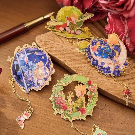 Starlight Dream Metal Bookmark • Enamel Charm Bookmark with Gold Chain