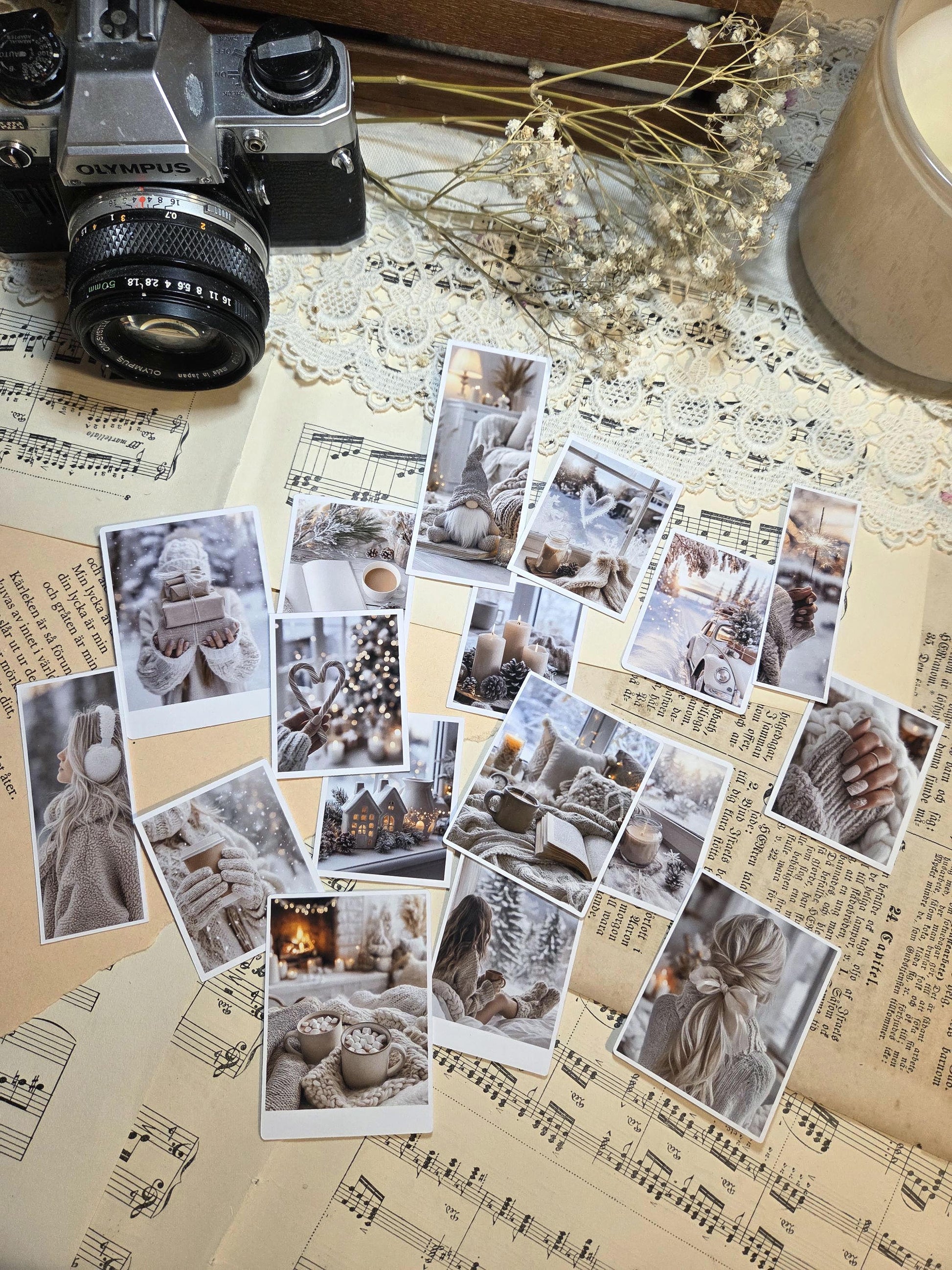 Cozy Moments – Mini Photo Stickers Set, 17 pcs