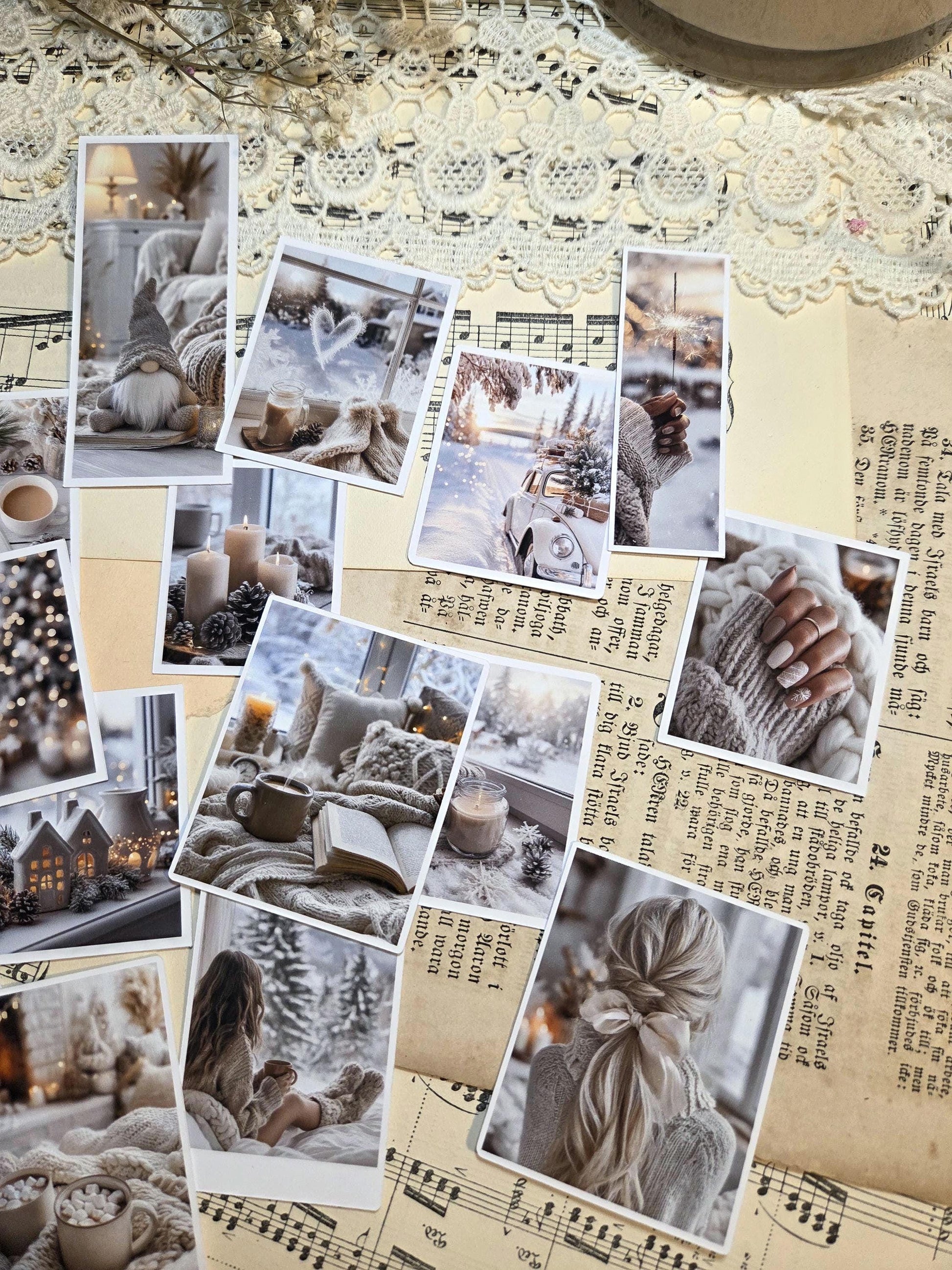 Cozy Moments – Mini Photo Stickers Set, 17 pcs