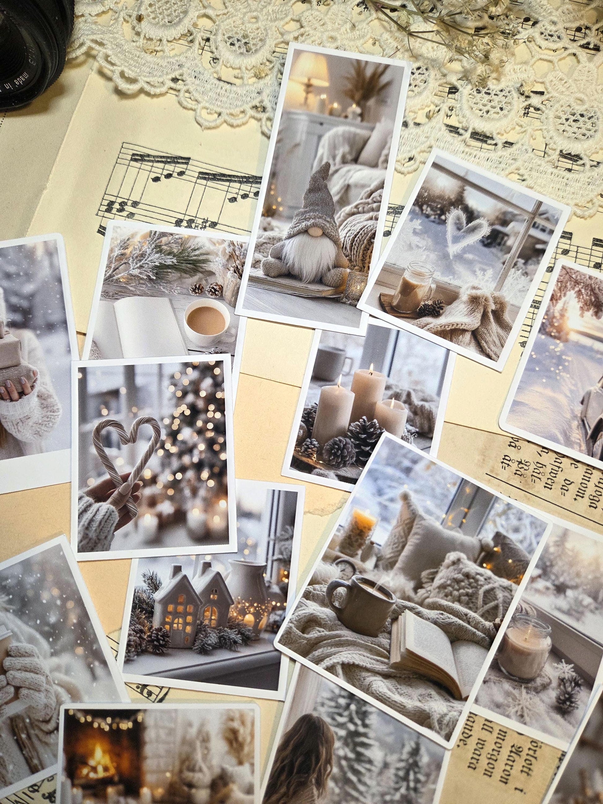 Cozy Moments – Mini Photo Stickers Set, 17 pcs