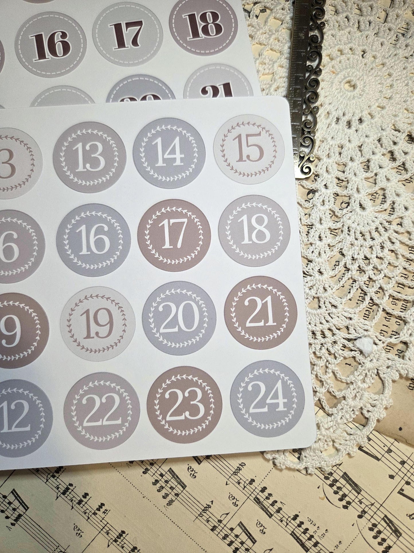 Neutral Advent Numbers - Sticker Sheet | A5