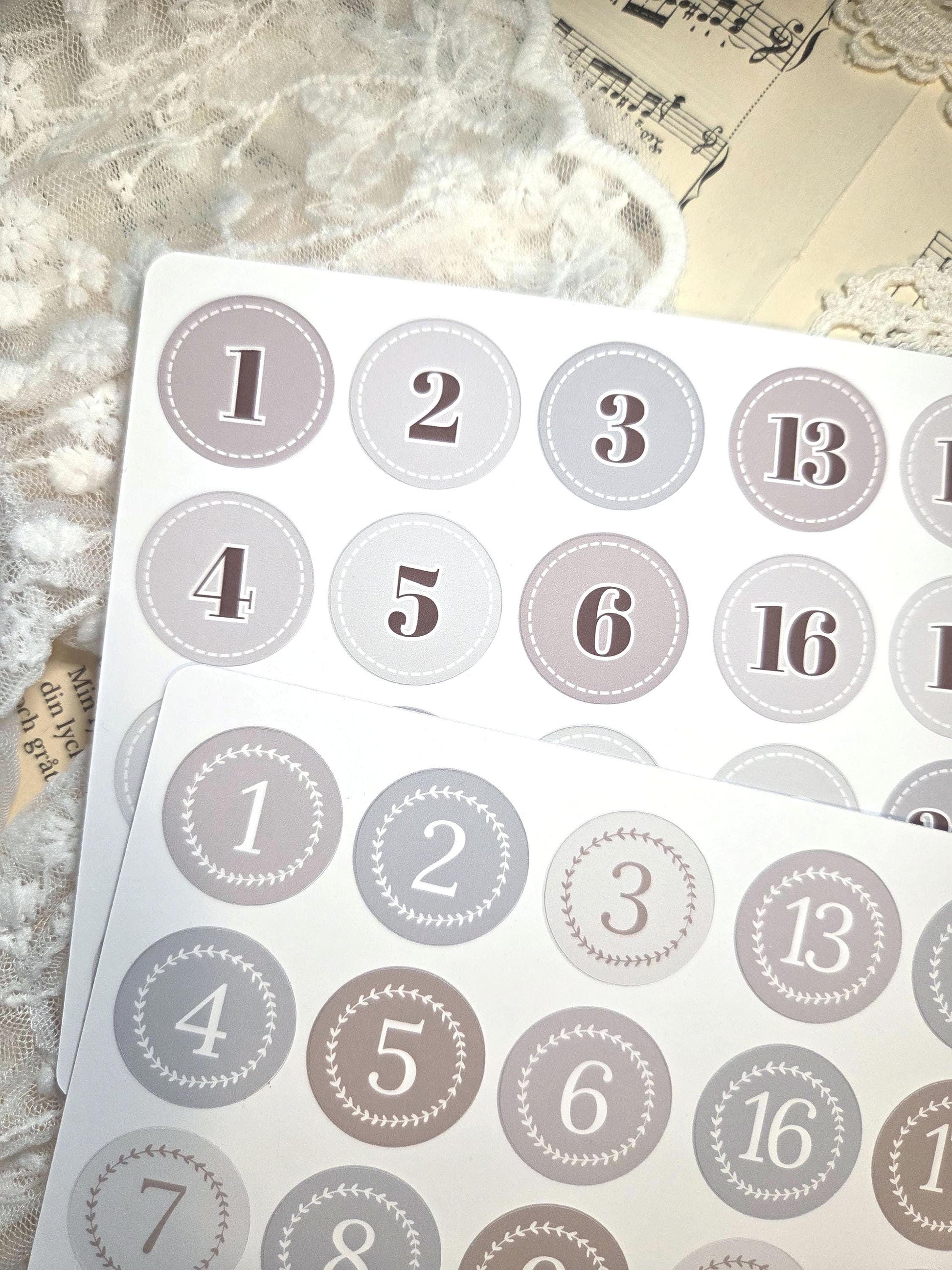 Neutral Advent Numbers - Sticker Sheet | A5